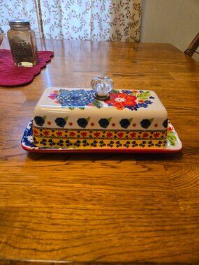 Dazzling Dahlias Butter Dish